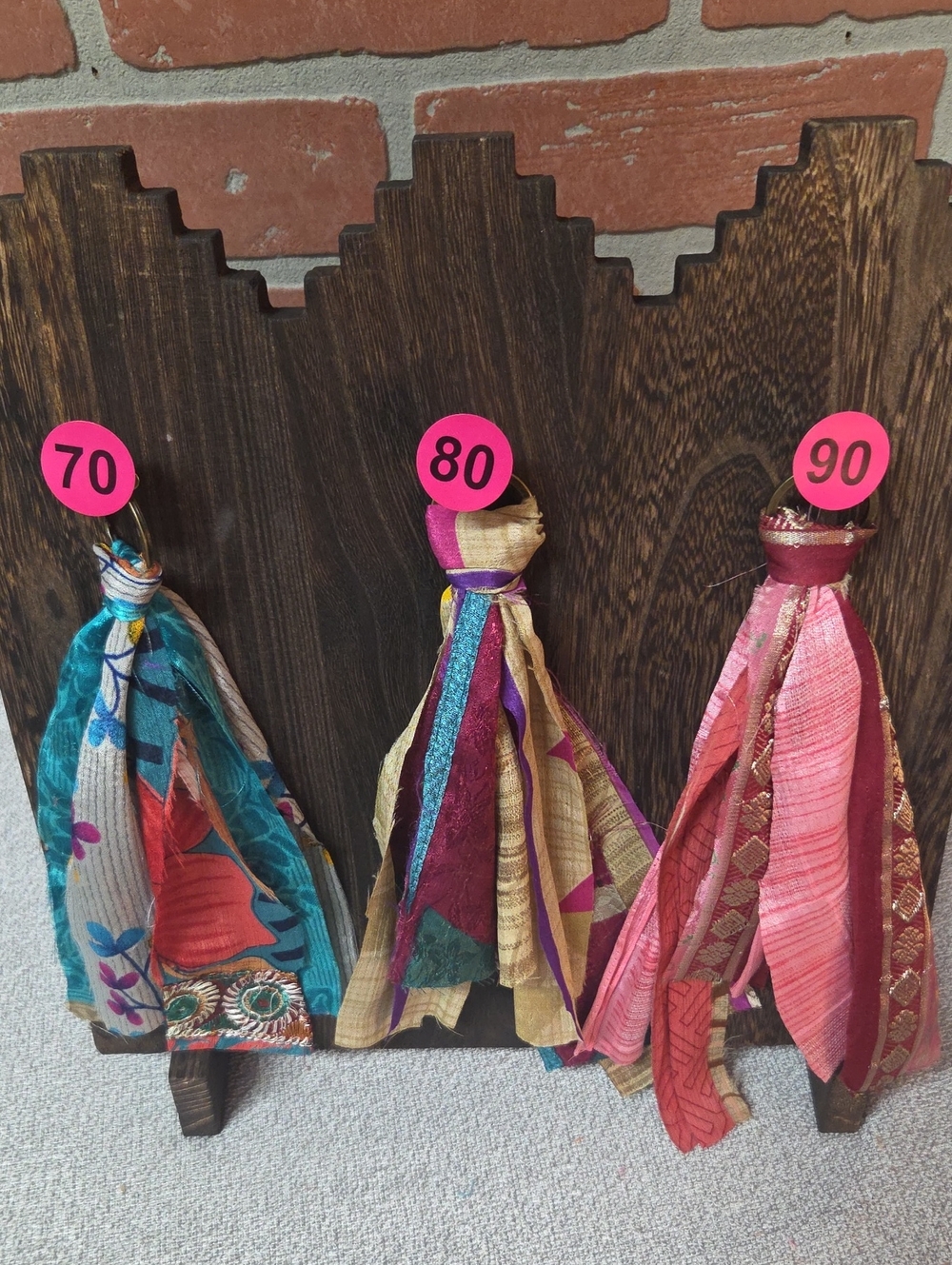 Choose Your Favorite Fabric Tassel Keychains/Bagcharms Recycled Strip Silk Saris